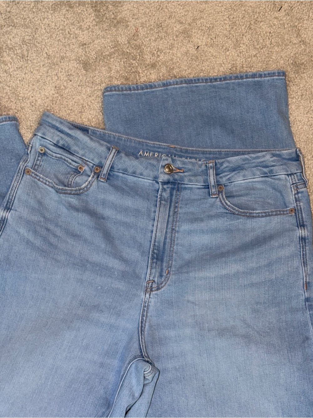 American Eagle Curvy Super High Rise Baggy Wide leg Jeans 14 - Picture 7 of 9